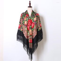 Scarves Winter Blanket Shawl Russian National Babushka Oversize Retro Women Tassel Foulard Ethnic Square Poncho Hijab 160cm Wrap Scarf