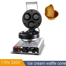 Electric Heating Non-Stick Pan Commercial 1750W Ice Cream Waffle Cone Bowl Cup Machine Waffle Round Cone Machine