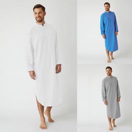 Ethnic Clothing Jubba Thobe Kaftan Muslim Abaya Pullover Long Sleeve Maxi Robe Saudi Ropa Hombr Arabia Men Middle East Islamic