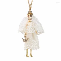 Pendant Necklaces Statement Wedding Dress Skull Doll Necklace Handmade French Alloy Girl Women Flower Fashion Jewellery