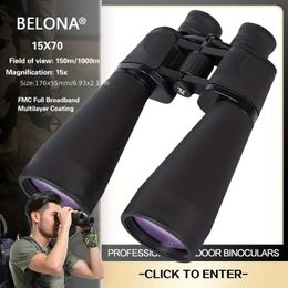 BELONA 15*70 Large Telescope Alloy+Metal Body HD Binoculars For Outdoor Hunting Spyglass Optical Lll Night Vision BL-04