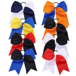 7.48 inch Baby Girls Hair Rope Double Color Block Swallowtail Large Bowknot Rubber Band Hair Ties Kids Women Elastic Hair Bands