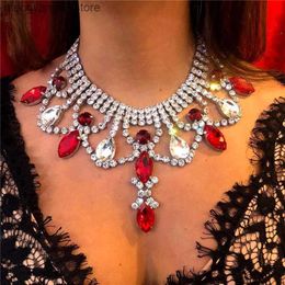 Pendant Necklaces Luxury Handmade Glass Crystal Waterdrop Pendant Necklace for Women Fashion Statement Exaggerated Necklace 6 Colors Chokers T230609