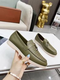 Summer Walk Charms embellished suede loafers Moccasins Beige Genuine leather casual slip on flats womens Luxury Designers flat Dress shoe footwear