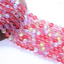 Beads Matte Bright Red Frosted Austria Crystal Round Glitter Moon Stone For Jewelry Making 6 8 10mm Diy Bracelet