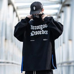 Men's Hoodies Unisex Spring Autumn Adjustable High Collar Base Double Ribbon Men'S Clothes Street Harajuku Oversize Hip Hop Coat