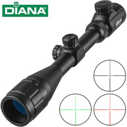 4 -14X44 TIlluminated Riflescope Hunting Rifle Scope Sniper Airsoft Air Guns Tactical Optic Cross Sight Green Red