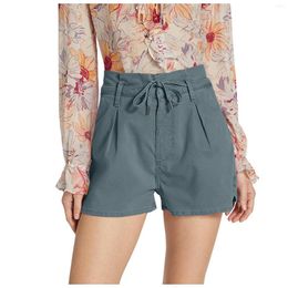 Women's Shorts Womens Self Tie Pleated Summer Boy Underwear For Women Cotton Long Cut Off Jean