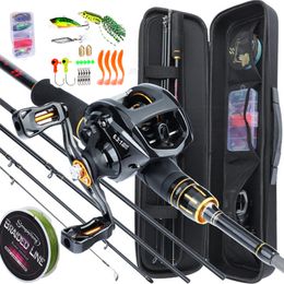 Rod Reel Combo Sougayilang 1.8m 2.1m Baitcsting Full Kit 4 Section M Power Carbon Fishing 100M Line Lures Hooks Jig Head Pesca 230609