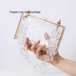 Shoulder Bags Transparent Bag for Women Diamond Clutch Jelly Acrylic Clear Purses and Handbag Shoulder Crossbody Bags 2023 New Fashion Female