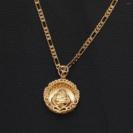 Pendant Necklaces Gold Color Buddhism Necklace For Women Men Maitreya Buddha God Bless Jewelry