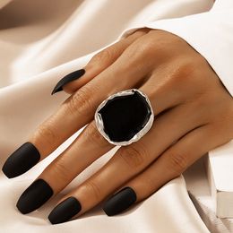 Cluster Rings Fashion Vintage Enamel Men Punk Classic Black Drip Imitation Stones Male Ring Luxury Jewellery Gifts 230608