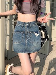 Skirts Summer High Waist Short Skirt American Retro Long Legs Denim Sexy Korean Women Skorts Blue 5xl