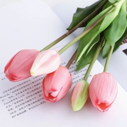 Decorative Flowers Wreaths Luxury Silicone Real touch Tulips Bouquet decorative Artificial Flowers living room decoration flores artificiales 230608