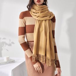 Scarves Wraps Women Fashion Winter Wool Solid Color Lengthen Upscale Warm Cashmere Shawl Dual Silver Green