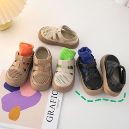 Sandals Children Summer Hollow Girls Breathable Mesh Shoes Boys Cool Hook Baby Microfiber Soft Sole 230608