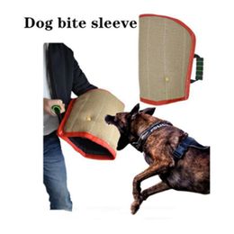 Equipment Professional Dogs Bite Sleeve Training Arm Sleeve Red Edge Twill Jute For Arm Protection Biting Open Sleeve Pet Supplies