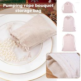 Storage Bags 5pcs Cotton And Linen Cloth Bag Pumping Rope Bouquet With Drawstring Mouth Rice Blank Reusable Jewellery Organisation