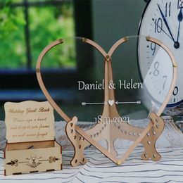 Other Event Party Supplies Custom Heart Unique Wedding Guest Book Decoration Memory Personalised Name Drop Box Signature Acrylic Guest Book Alternative 230608