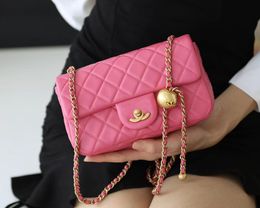 MINI Designer shoulder Evening bags chain camera bag pink Purse makeup wallet crossbody women Classic card holder Leather Bag Gold ball fashion envelope