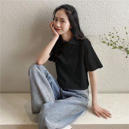 Ethnic Clothing Black Cheongsam Top 2023 Asian Streetwear T Shirt Crop Tops For Teens Chinese Style Women Gothic Femme KK3687