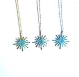 Zincirler 2023 Moda Mücevherleri Lüks Kristal Pave Mavi Turquoises Kolye Kolye 925 Kadınlar için Gümüş Kar Tanesi