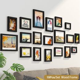 Frames 14 19Pcs P o For Pictures Wall Picture Frame Wooden Hanging Decor Wedding Party Home Decoration 230609