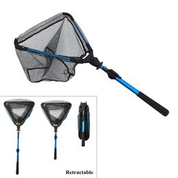 Fishing Accessories Aluminium Alloy Combines Retractable Triangle Folding Hand Net for Kayak Catfish Bass Steelhead Salmon Trout 230608