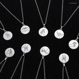 Pendant Necklaces Couples Long Titanium Steel Necklace Men's Various Pattern Round For Boys Girls