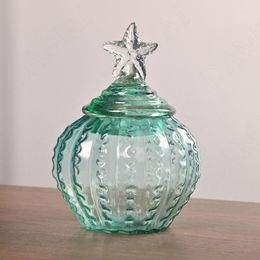 Storage Bottles European Glass Jar With Lid Marine Pentagram Decorative Kitchen Cereal Dispenser Home Living Room Desktop Candy Jars