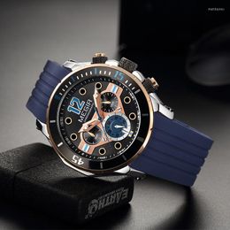 Wristwatches MEGIR Watch Top Brand Mens Watches With Chronograph Waterproof Silicone Sport Wristwatch Men Analog Quartz 2023