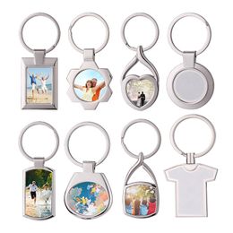 DIY Blank Sublimation Keychain Pendant Heat Transfer Metal Keychains Car Key Chain Gift Keyring 8 Style