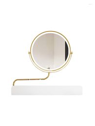 Party Favor Yyled Makeup Mirror Round Desktop Bedroom Dressing Smart Up And Down Rotation