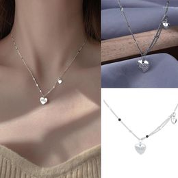 Pendant Necklaces Vintage Choker Women Tassel Heart-shaped Silver Colour Necklace Korean Minimalist Design Clavicle Chain Collier