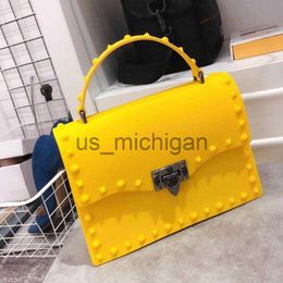 Evening Bags Tophandle Transparent Handbag 2023 Quality PVC Women Chain Shoulder Bag Letter Jelly Candy Color Women Messenger Crossbody Bag J230609