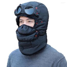 Berets Doit Ear Flaps Parent-child Caps Glasses Neck Eye Protection Bomber Hat Women Winter Hats For Men Mask Windproof Thick Cap