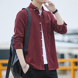 Men's Casual Shirts Mens Western Style Shirt Long Sleeve Button Down Jackets Men Summer Spring Corduroy Top Blouse B57