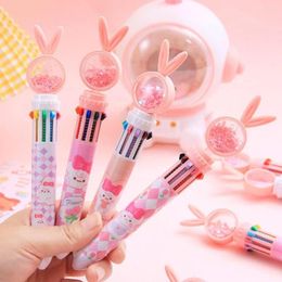 0.5mm Multicolor Pens Pressable Creative Ten-color Ballpoint Pen Office Pink Multicoloured Neutral