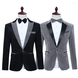 Men's Suits Men Shiny Glitter Blazer Jacket Nightclub Prom Suit Costume Coat Host Magic Stage Dress Clothes Tuxedo