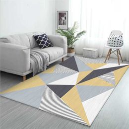 Carpet Rugs and Carpets for Home Living Room Nordic Yellow Striped Diamond Pattern Non-slip Carpet Bedroom Rug Christmas Rug Hand Wash R230607