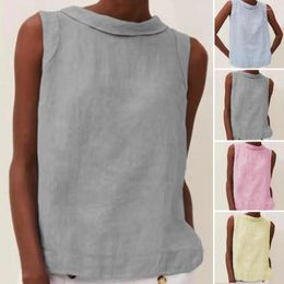 Men's Sweaters Cotton Linen Blouse Chic Sleeveless Tunics Vintage Ladies Grey White Tops Mujer Women Casual Summer Loose Vest Blusas