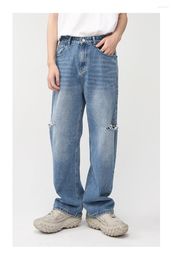 Men's Jeans C Y Men's Pants Wear Korean Fashion Loose Personalised Side Hole Design 2023 Vintage Casual Male Trousers 9A4431