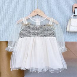 Cute Girl Dresses Full Sleeve Princess Party Elegant Dress Kids baby Grenadine Skirt Fashion Children Clothes