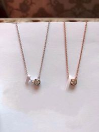 2023 lovely cute pendant Necklaces long silver thin stainless steel chain round diamond crystal designer Women necklace with blue dust bag and box