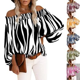 Women's Blouses Striped Sexy Fashion Off Shoulder Chiffon Shirt Women Summer Tops Et Chemises Blusas De Mujer Bonitas Y Baratas Olgadas