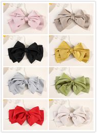 Silky Satin Hair Barrettes Clip for Women Large Bow Hair Slides Metal Clips French Barrette Soft Plain Colour Big Bowknot Hairpin Holding Hair 90's Accessories