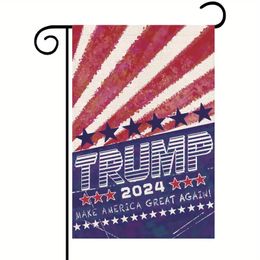 1 PC Donald Trump 2024 Garden Flag 12x18 Inches, Double Sided Original Design Printing, Burlap Looking Fabric, Thick Material