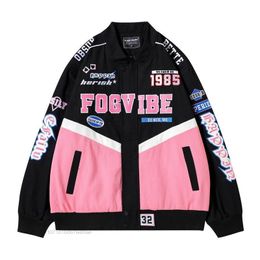 Women's Jackets Blue Pink Fashion Sweet Women Bomber Jackets Y2k Oversize Coat Thick Zipper Men Varsity Jackets Loose Retro Outwear Clothes 230608