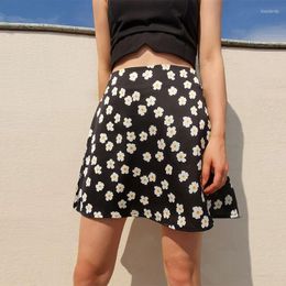 Skirts Flowers Summer Sexy Leopard Wrap Floral Print Satin High Waist Mini Skirt Casual Fashion Back Zipper Elegant Short