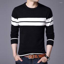 Men's Sweaters 2023 Men's Autumn Striped Colour Matching Round Neck Sweater Youth Fashion Lightweight